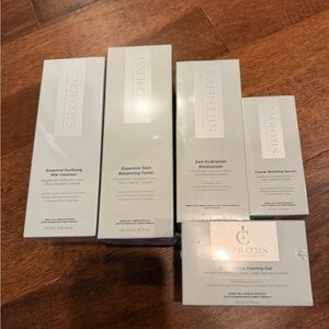 Korean skincare cleanser, toner, moisturizer, serum, and peel